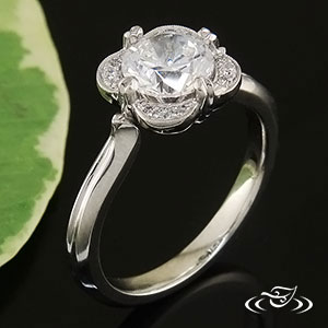 Platinum Scalloped Diamond Halo Ring