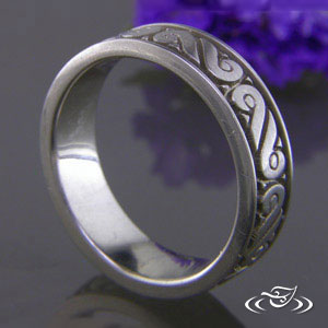 6.25mm 18k Palladium White Gold Carved band