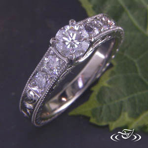 Hand engraved Engagement ring.