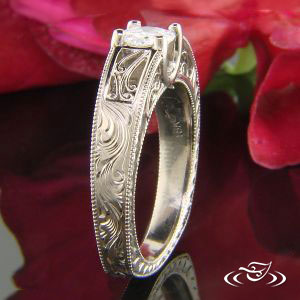 Antique Style Mounting with Hand Engraving & Filigree
