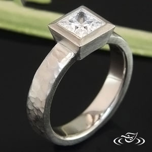 Palladium Hammered Full Bezel Ring 
