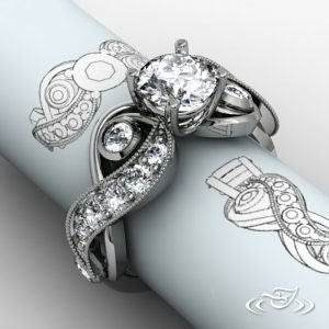Curvy delight Ring with side gems