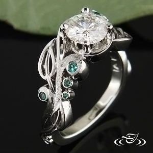 Custom Leaf And Vine Engagement Ring