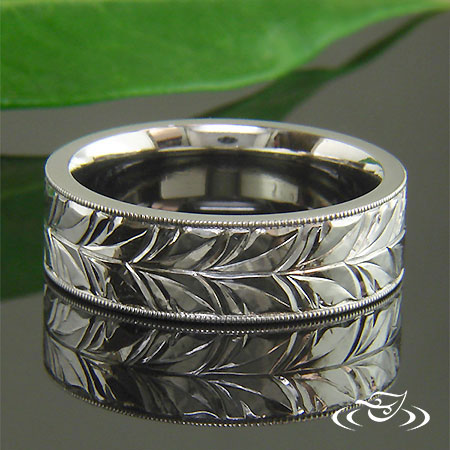 Hand Engraved Wedding Rings | Green 
