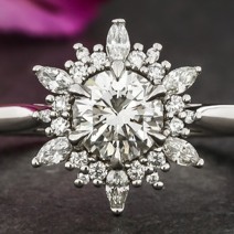 Art deco halo engagement rings