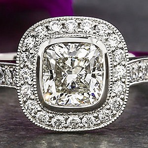 Art deco halo engagement rings