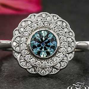 Mandala halo engagement rings