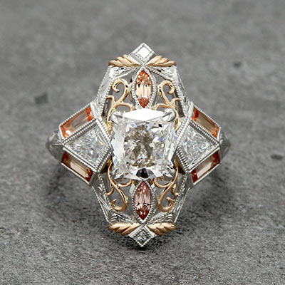 custom cut diamond ring