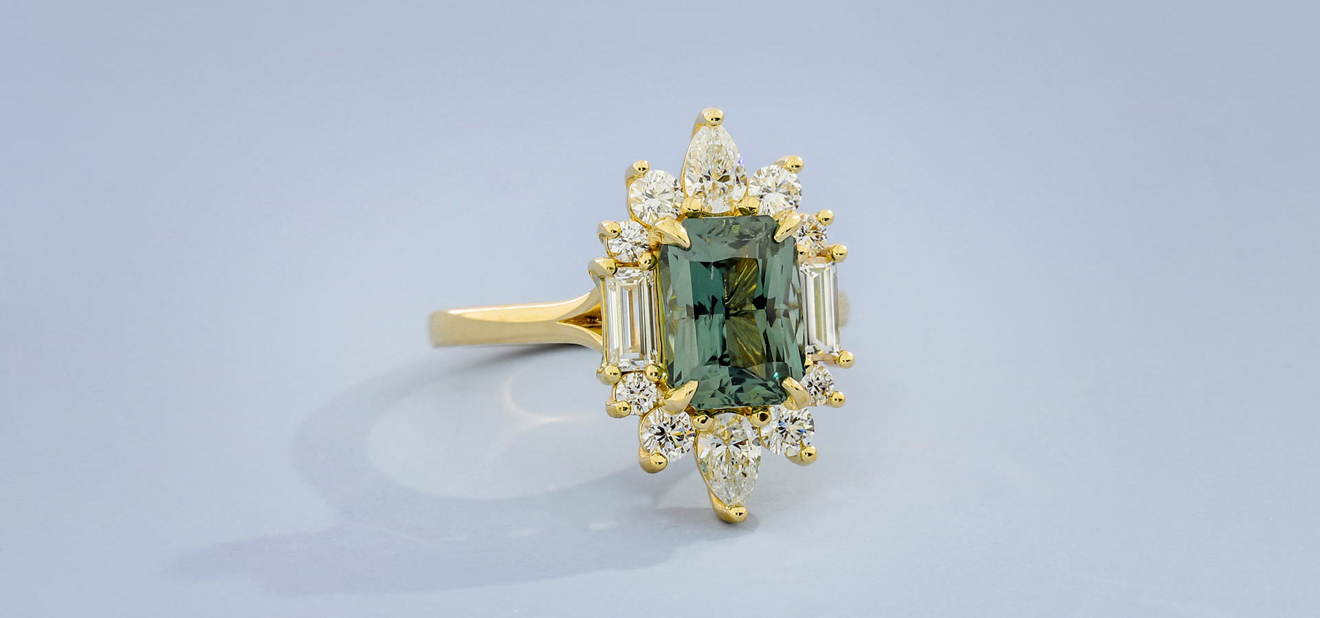 blue green sapphire ring