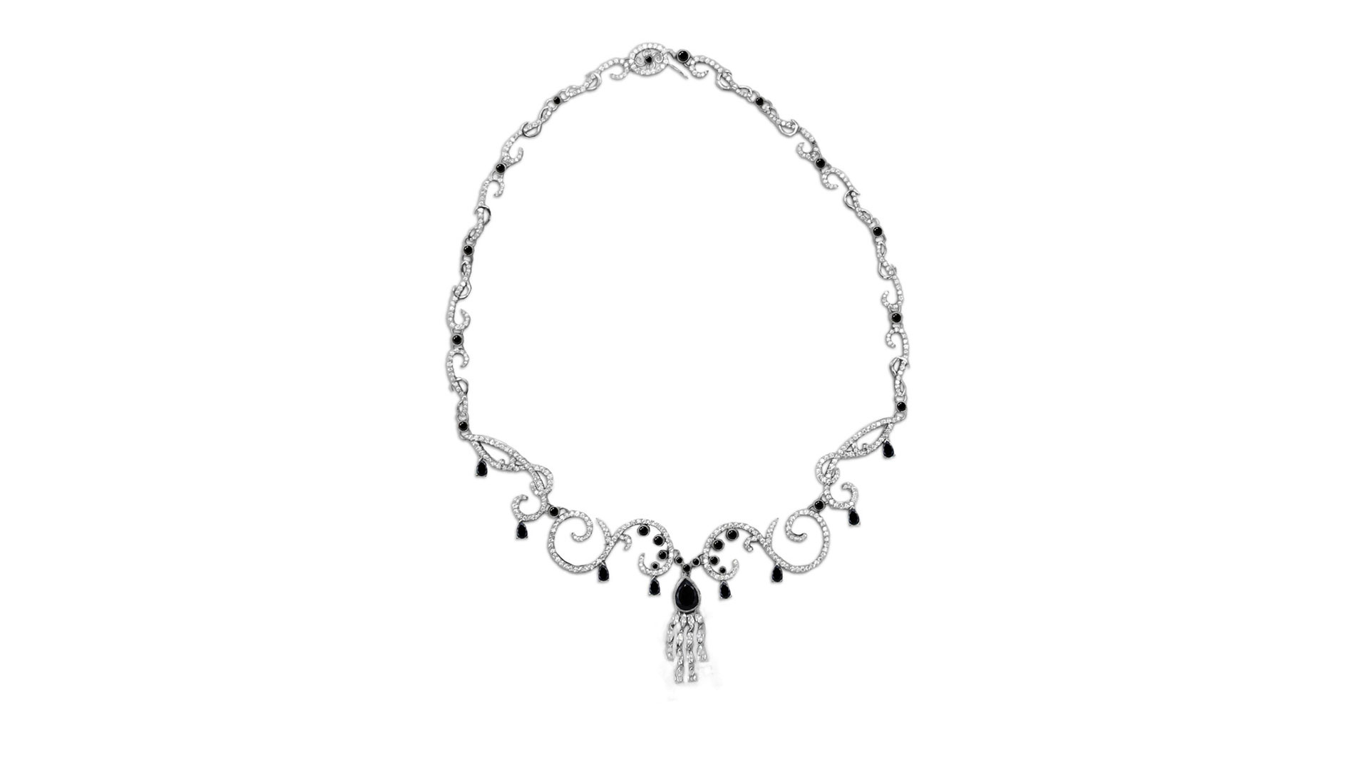 Black and white diamond necklace by Sophia Woc