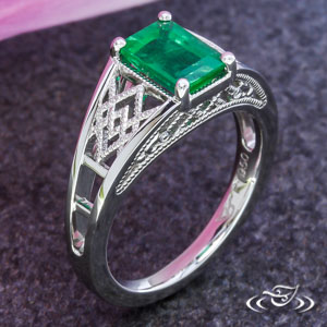 Geometric Emerald Engagement Ring