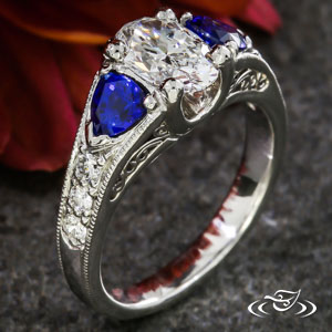 Platinum Diamond And Sapphire Engagement Ring