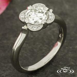 Platinum Scalloped Diamond Halo Ring