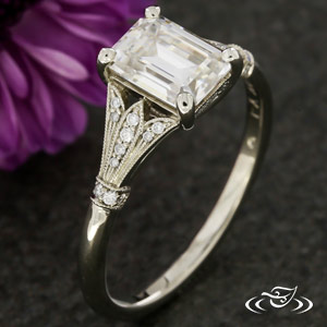 Emerald Cut Vintage Inspired Engagement Ring