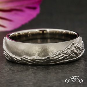 Rustic Mountain Range Ring Engraved Landscape Ring for Him 