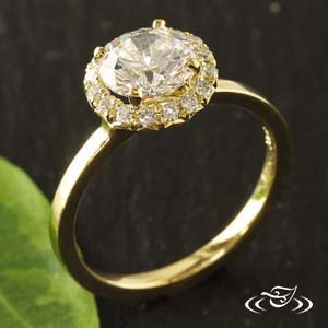 18Kt Yellow Gold Halo With French Set Diamonds