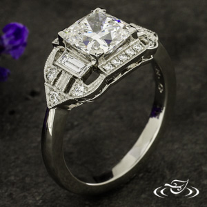 Art Deco Cushion Cut Diamond Ring