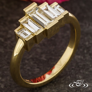 14Kt Yellow Gold Diamond Baguette Ring