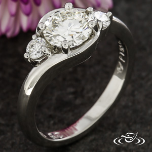 Platinum 3 Stone Ring With 1.04Ct BR Diamond Center