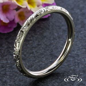 2Mm Scroll Engraved Wedding Band