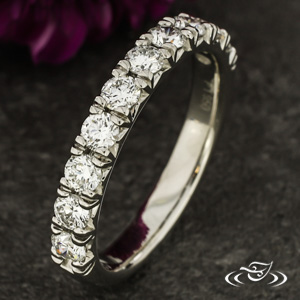 Platinum 0.85Ctw Diamond French Set 1/2 Way Band