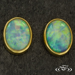 Oval Opal Bezel Studs