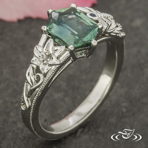 Dragonfly Art Nouveau Ring With Hexagon Sapphire
