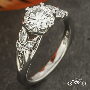 Leaf & Filigree Custom Engagement Ring