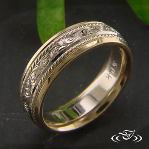 Antique 2-Tone Engraved Band