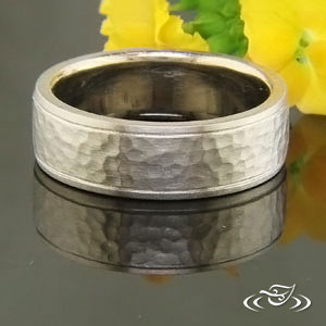 Rustic 14K Palladium White Gold Band