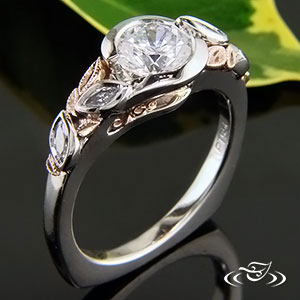 Platinum And Rose Gold Leaf Wrap Ring