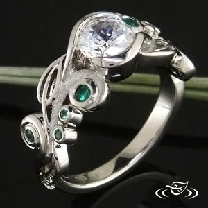 14Kt White Gold Curly Leaf Ring