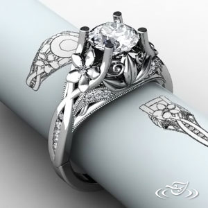 Ornate Floral Engagement  Ring